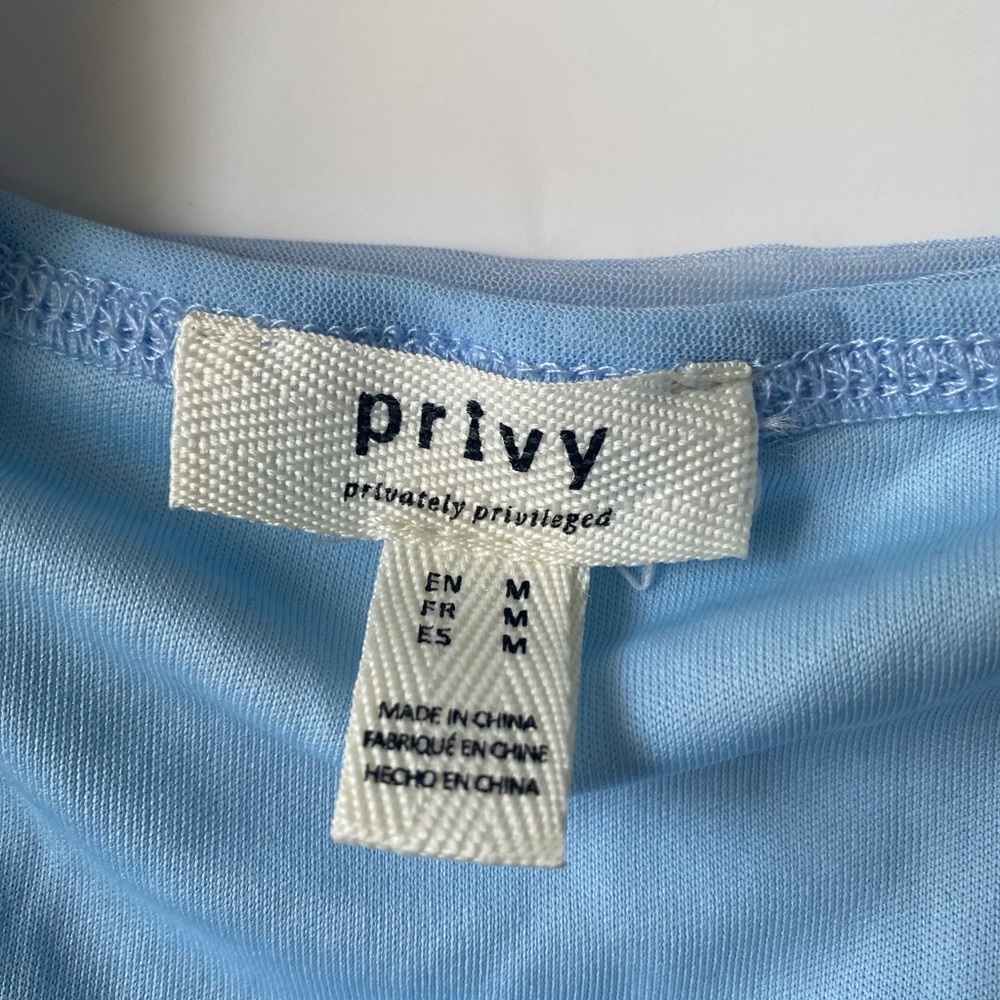Privy Blue Ruffle Ruched Mini Dress Size M - Picture 2 of 3